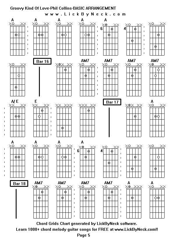 Chord Grids Chart of chord melody fingerstyle guitar song-Groovy Kind Of Love-Phil Collins-BASIC ARRANGEMENT,generated by LickByNeck software.